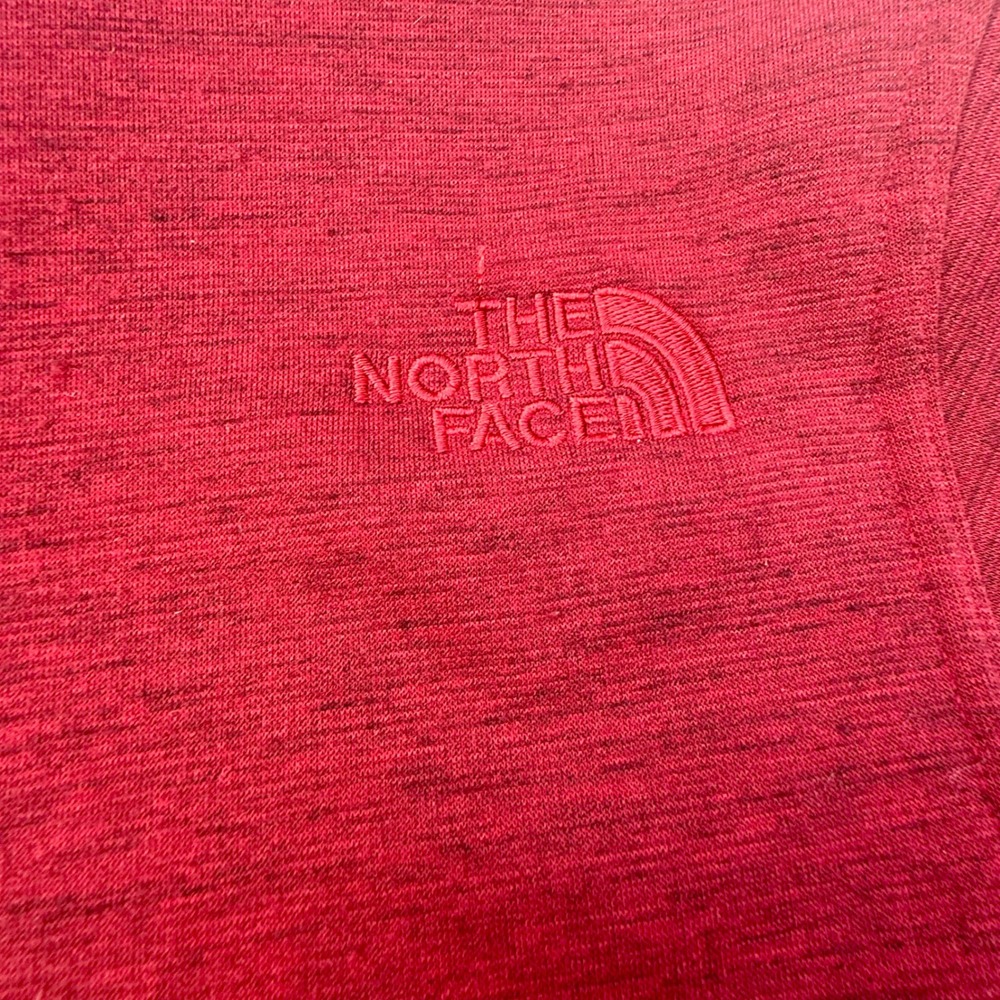 The North Face Mens Red Heather Full Zip Fleece Jacket Size S Small Mock Neck - Picture 8 of 8